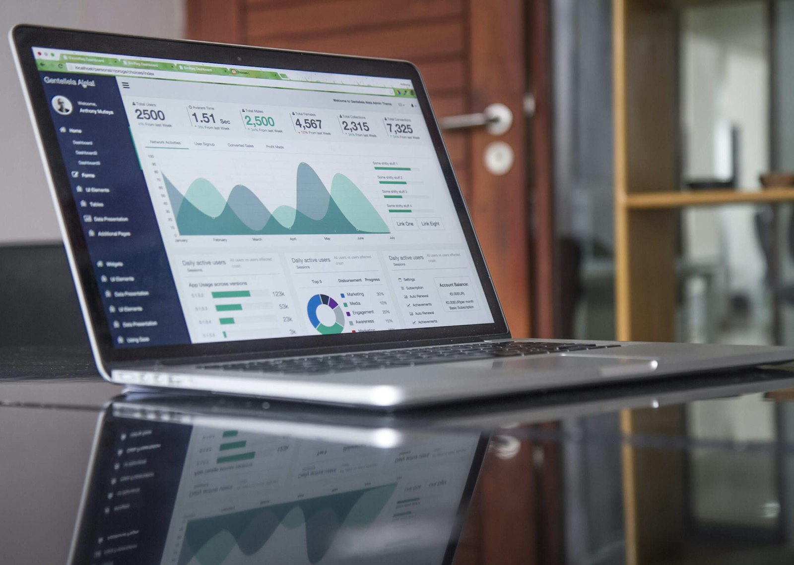 Business analytics charts and reports